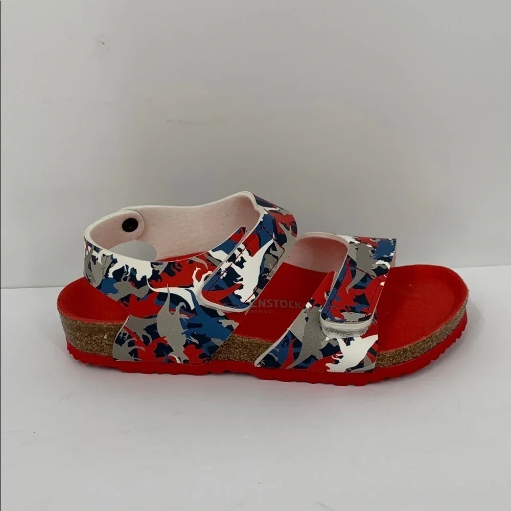Birkenstock Palu sandals back strap adjustable boys Dino Camo red blue new 33 2